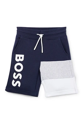 BOSS - Kids' shorts with color-blocking and logo Dark Blue