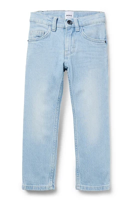 BOSS - Kids' regular-fit jeans blue stretch denim Patterned