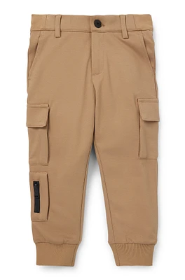 BOSS - Kids' chino-fit cargo trousers stretch piqué fabric Brown