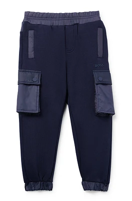 BOSS - Kids' fleece tracksuit bottoms with cargo pockets Dark Blue