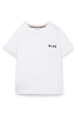 Kids' slim-fit T-shirt cotton with logo print