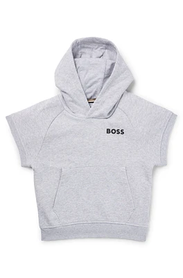 BOSS - Kids' short-sleeved hoodie with logo detail Light Grey