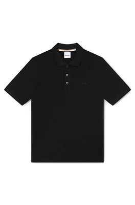 Kids' polo shirt cotton piqué with logo detail