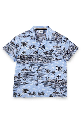 Kids' regular-fit shirt tropical-print cotton poplin