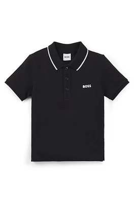 Kids' polo shirt cotton piqué with printed logo