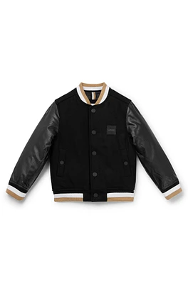 BOSS - Kids' hybrid bomber jacket with logo details Black