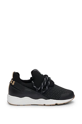 BOSS - Kids' hybrid trainers with monograms and logos Black