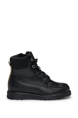 BOSS - Kids' hiking-style boots leather Black