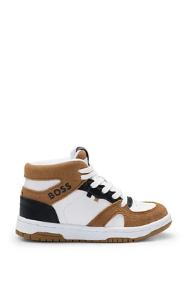 BOSS - Kids' high-top trainers with logo details White