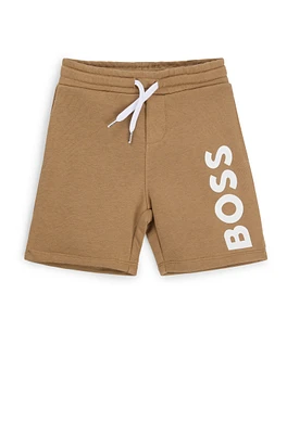 Kids' fleece shorts with vertical logo print