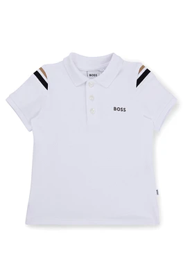 Kids' cotton polo shirt with signature stripes and logo