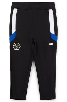 BOSS - Kids' tracksuit bottoms with stripes and logo details Black