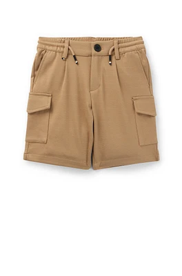 Kids' cargo shorts stretch fabric with drawstring waist