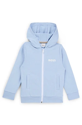 Kids' zip-up fleece hoodie with logo print