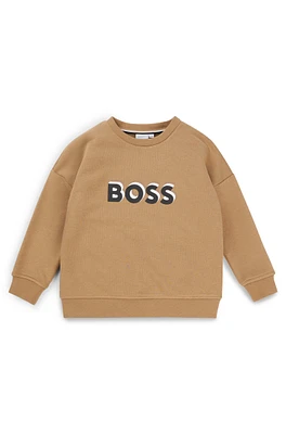 BOSS - Kids' fleece sweatshirt with embossed logo Brown