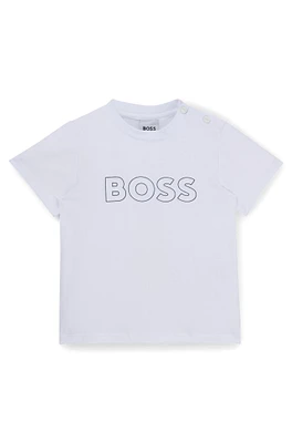 BOSS - Kids' T-shirt cotton jersey with embossed logo print White