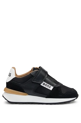 BOSS - Kids' mixed-material trainers with logo details Black