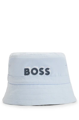 Baby bucket hat cotton twill with logo print