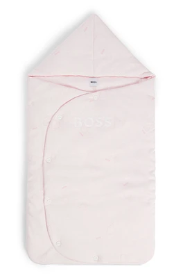 BOSS - Baby nest in printed cotton with embroidered logo - light pink