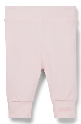 Baby leggings stretch cotton with logo-print hem