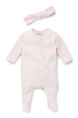 Gift-boxed sleepsuit and headband set for babies