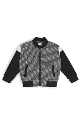 BOSS - Kids' zip-up cardigan with monogram front Black