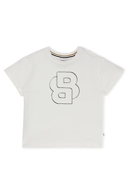 BOSS - Kids' T-shirt stretch cotton with Double B monogram White