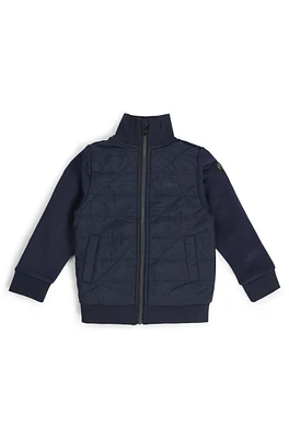 BOSS - Kids' zip-up jacket with Double B monogram Dark Blue