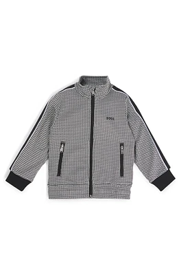 BOSS - Kids' zip-up jacket with houndstooth pattern and logo Black