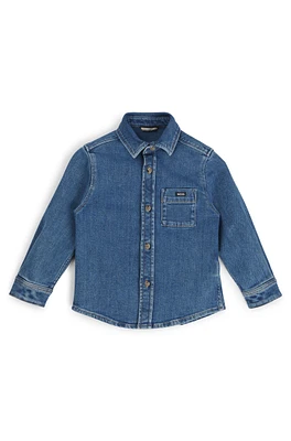 Kids' long-sleeved shirt stretch-cotton denim