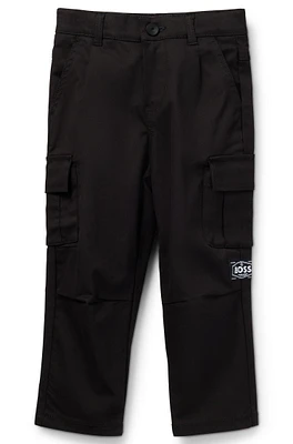 BOSS - Kids' tapered-fit trousers stretch-cotton twill Black