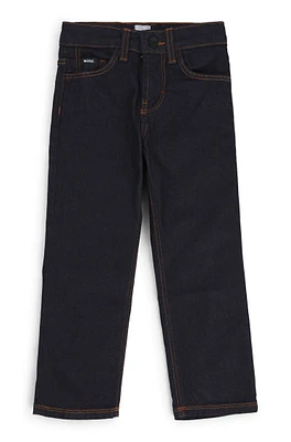 BOSS - Kids' regular-fit jeans with Double B monogram rivet Patterned