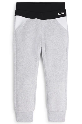 BOSS - Kids' color-block tracksuit bottoms fleece Light Grey