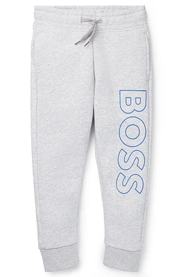 BOSS - Kids' tracksuit bottoms with vertical logo print Light Grey