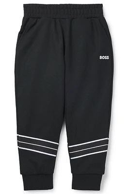 BOSS - Kids' tapered-fit tracksuit bottoms with herringbone trims Black