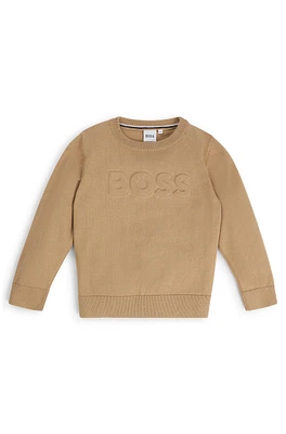 BOSS - Kids' sweater cotton with embossed logo Brown