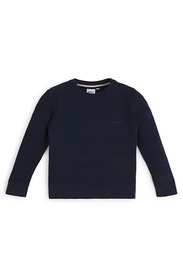 BOSS - Kids' sweater cotton with jacquard-stitch pattern Dark Blue