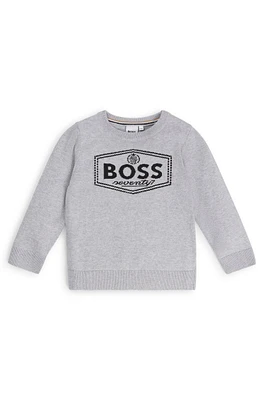 BOSS - Kids' sweater cotton with new-season logo Light Grey