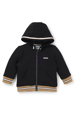 BOSS - Kids' zip-up hoodie with logo print Black