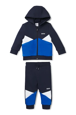 Kids' tracksuit with color-blocking and logo prints