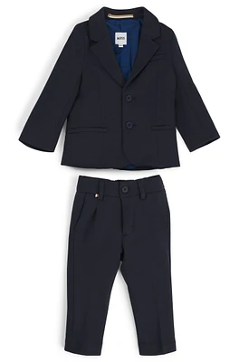 BOSS - Kids' suit stretch fabric with logo details Dark Blue