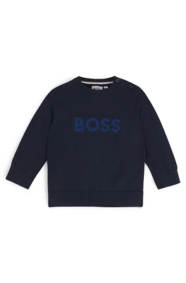 BOSS - Kids' sweater cotton with embossed logo Dark Blue