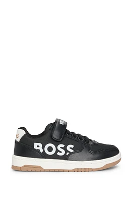 BOSS - Kids' trainers mixed materials with logo details Black