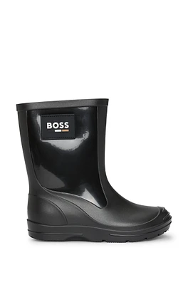 BOSS - Kids' rain boots with signature-stripe logo label Black