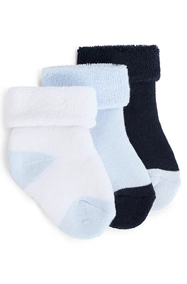 Baby three-pack of socks with branded soles