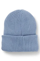 BOSS - Kids' logo-badge beanie hat with faux-fur lining Blue