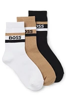 Kids' three-pack of socks with stripes and logo