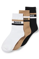 Kids' three-pack of socks with stripes and logo