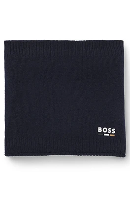 BOSS - Kids' snood with rubber-effect branding Dark Blue