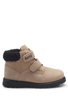 Kids' boots leather with faux-shearling collar